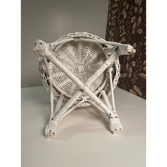 White Wicker Teddy or Doll Furniture, Vintage Rattan Patio Chair, Cottage Decor - Picture 7 of 7